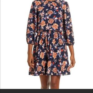 Eliza J Women’s Navy blue floral blouson crepe dress